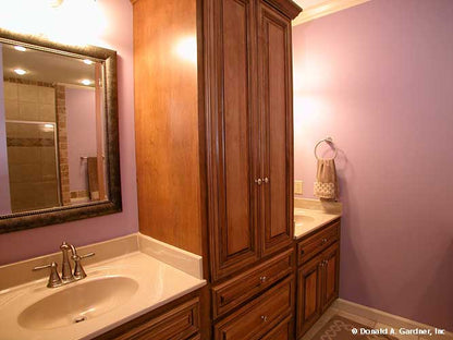 This is a photograph of the master bath of farmhouse house plan 1075 The Ives as built by a customer