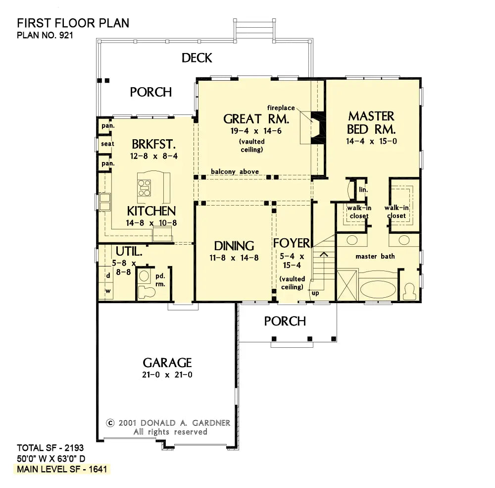 This is the first floor plan image for narrow lot house plan 921 The Ivy Creek