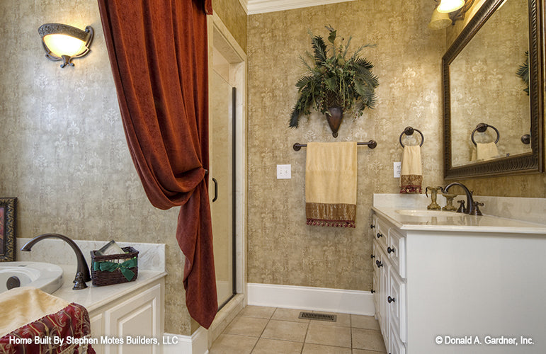 Second vanity in master bathroom with shower across from it. The Ivy Creek plan 921