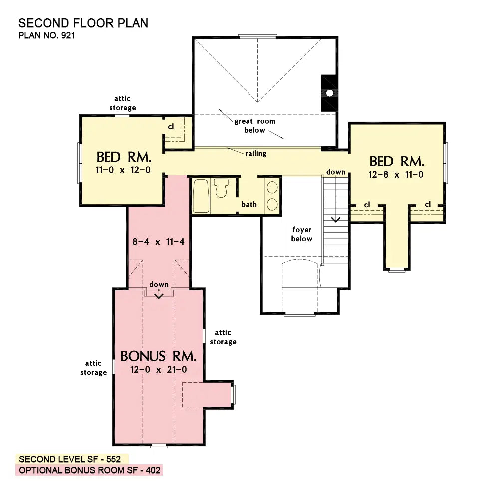 This is the second floor plan image for cottage house plan 921 The Ivy Creek