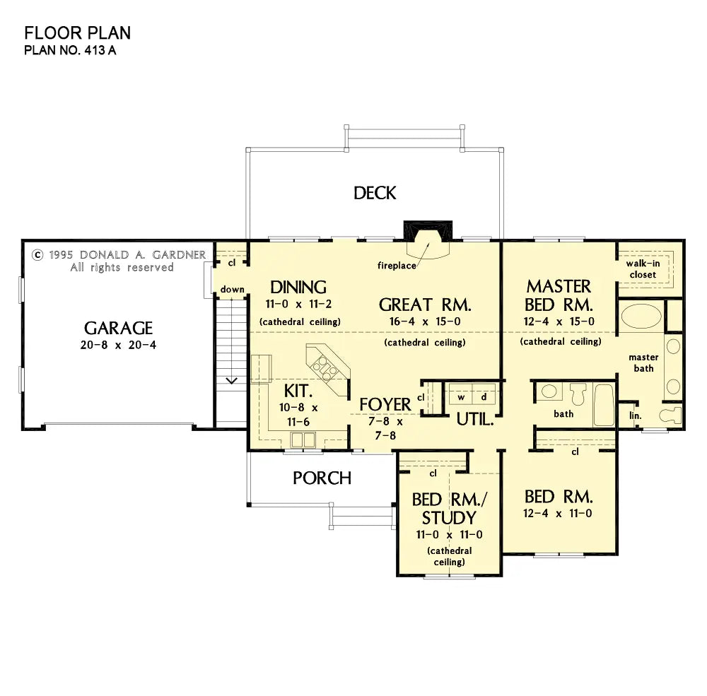 This is the first floor plan image for ranch house plan 413 The Jackson if the home is built over a basement