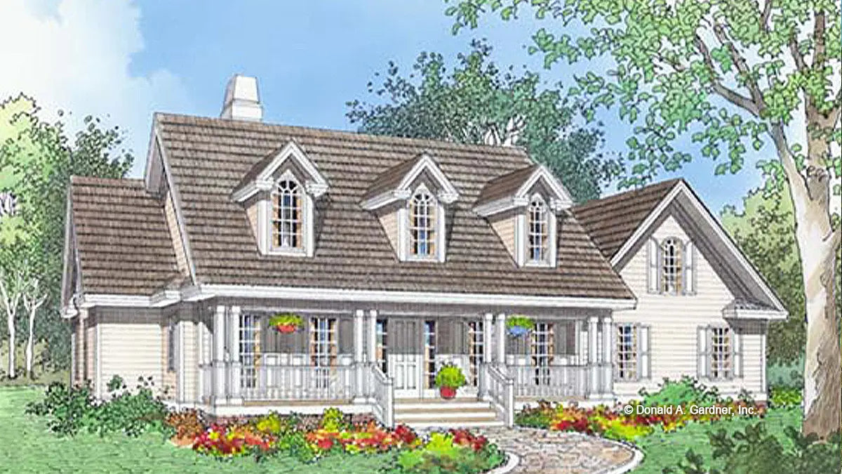 This is an illustration of the front of country house plan 432 The Jacksonboro