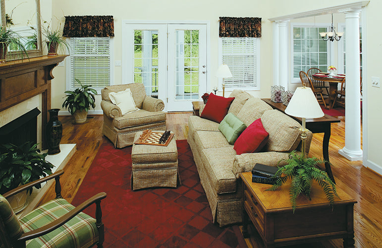 This is a photograph of the great room of three bedroom house plan 432 The Jacksonboro as built by a customer