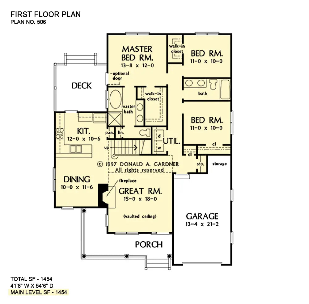 This is the first floor plan image for small house plan 506 The Jaffrey