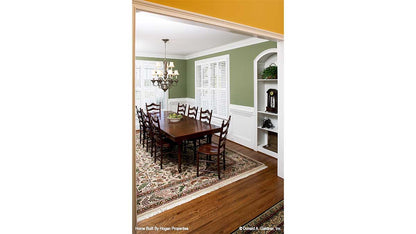 Crown molding along the flat ceiling in the dining room. The Jamestowne plan 828. 