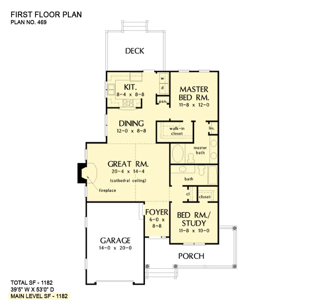 This is the first floor plan image for small house plan 469 The Jamison