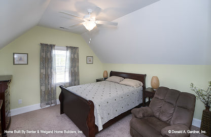 Clipped ceiling in bedroom with ceiling window. The Jarrell plan 1017.