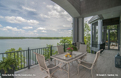 Lake view from the dining area on the rear porch. The Jasper Hill plan 5020.