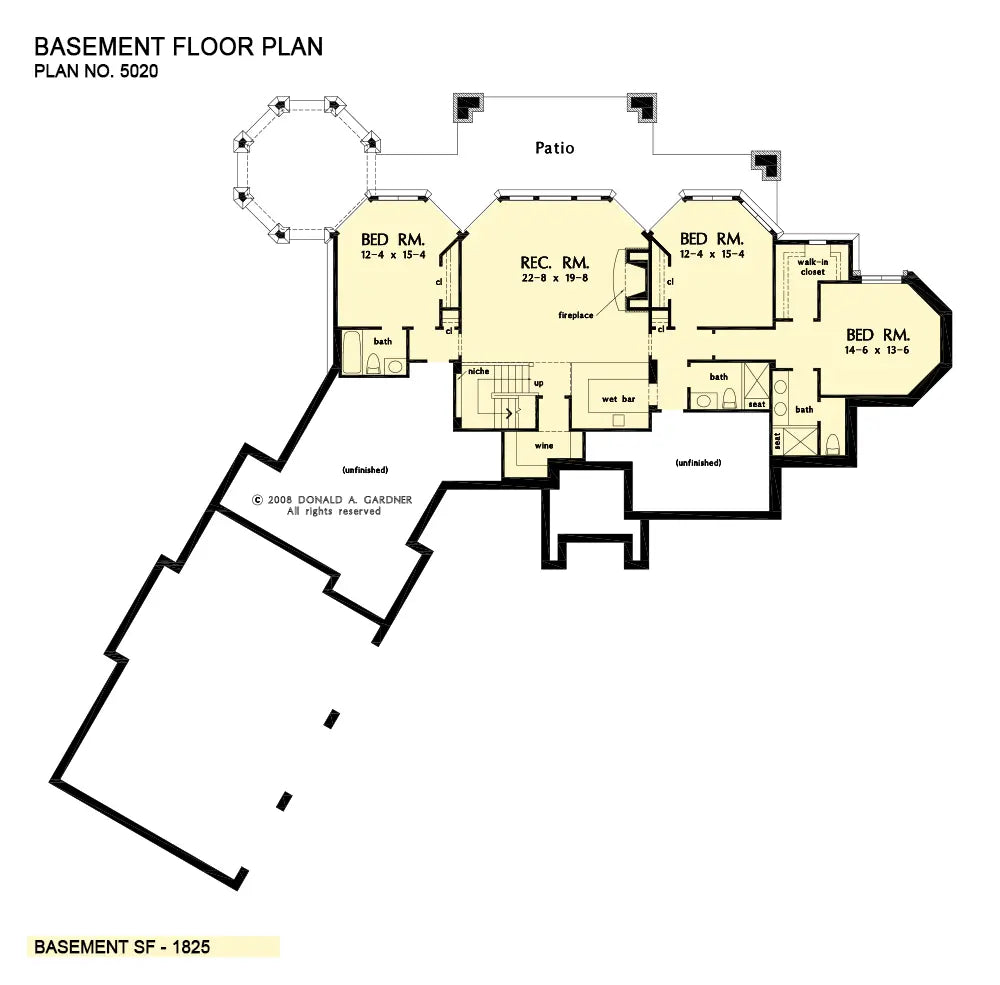 This is the basement floor plan image for rustic house plan 5020 The Jasper Hill