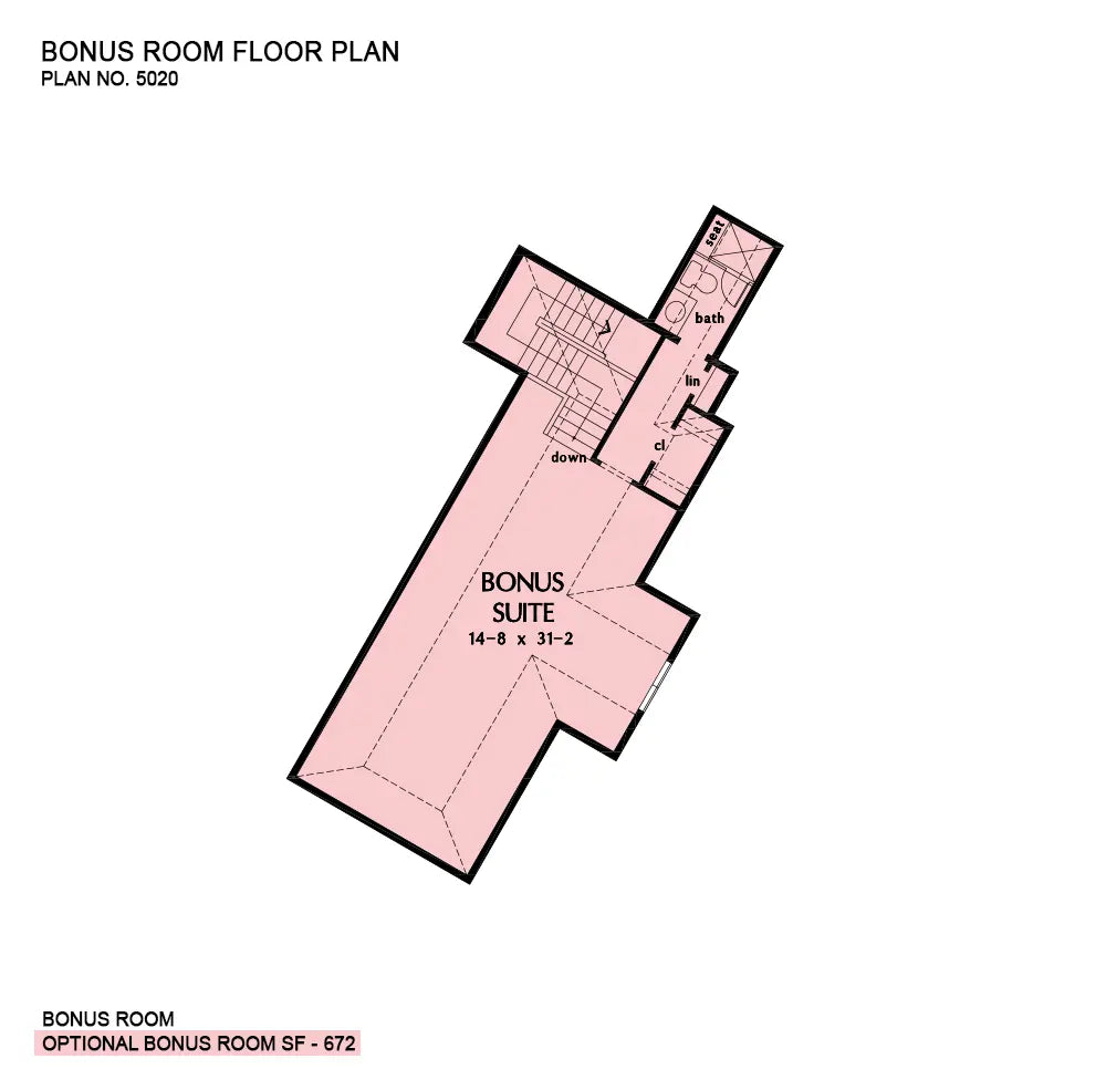 This is the bonus room floor plan image for mountain house plan 5020 The Jasper Hill