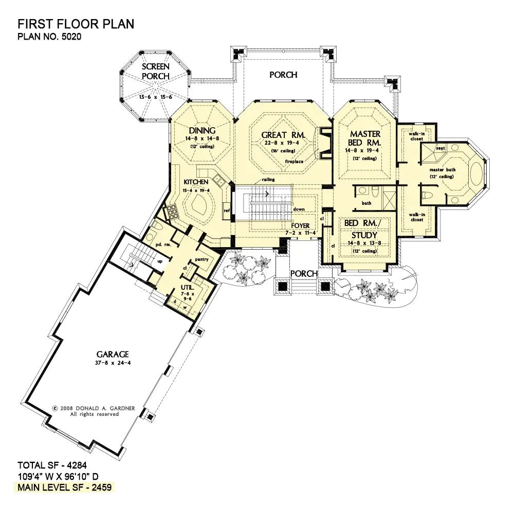 This is the first floor plan image for walkout basement house plan 5020 The Jasper Hill