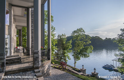 Rear patio lake view. The Jasper Hill plan 5020.