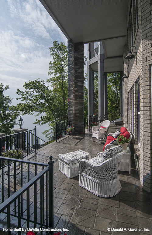 Seating on the rear covered porch. The Jasper Hill plan 5020.