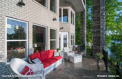 Stone flooring on the rear porch. The Jasper Hill plan 5020.