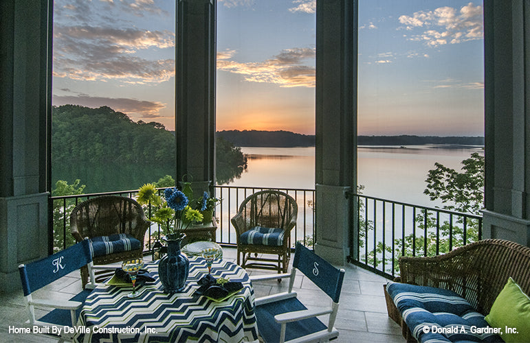 Lake view from the screened in porch. The Jasper Hill plan 5020.