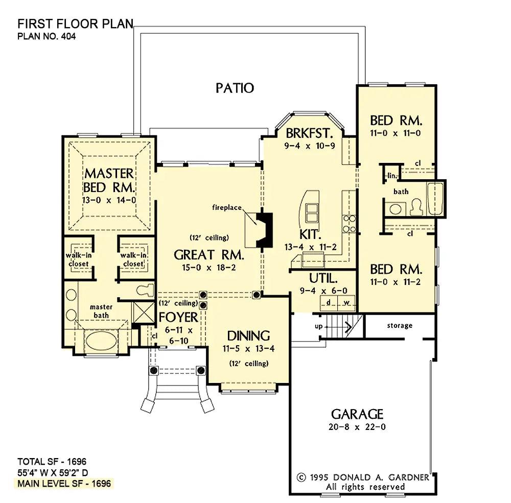 This is the first floor plan image for traditional house plan 404 The Jefferson