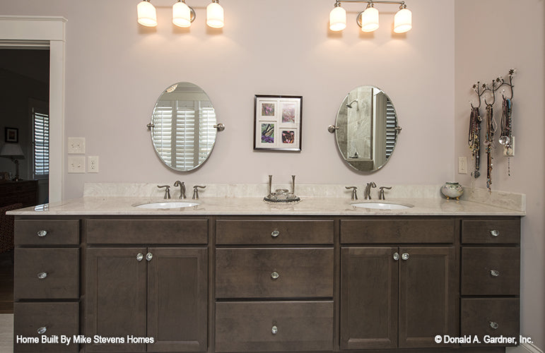 This is a photograph of the master bath of three bedroom house plan 1185 The Jenner as built by a customer