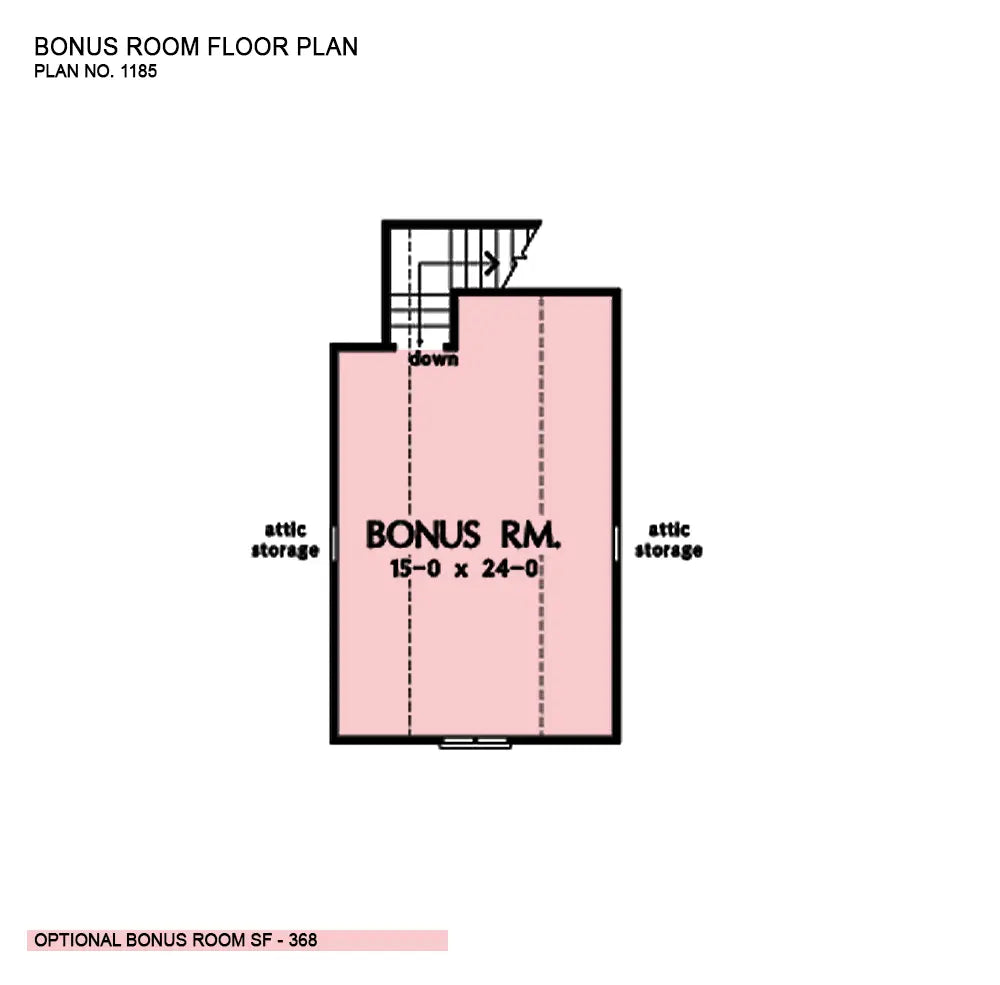 This is the bonus room floor plan image for ranch house plan 1185 The Jenner