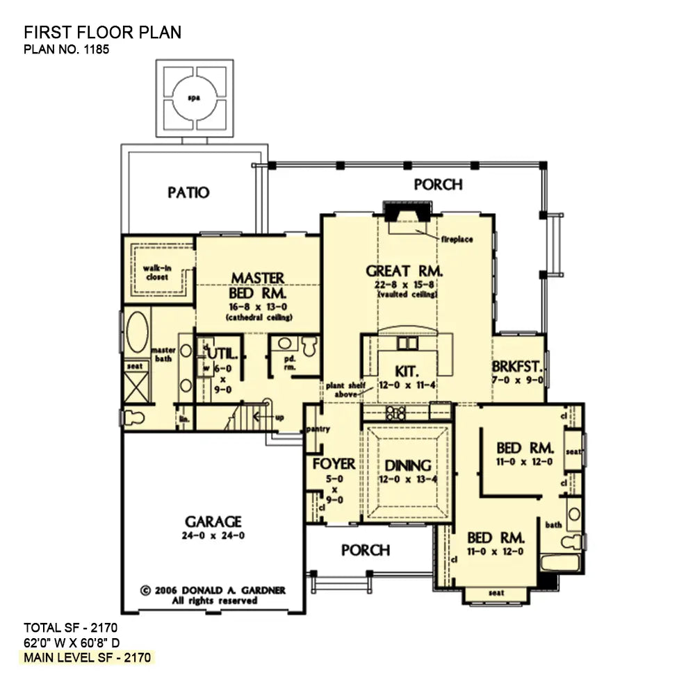 This is the first floor plan image for craftsman house plan 1185 The Jenner