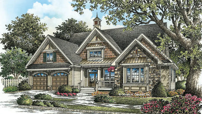 This is an illustration of the front of craftsman house plan 1185 The Jenner