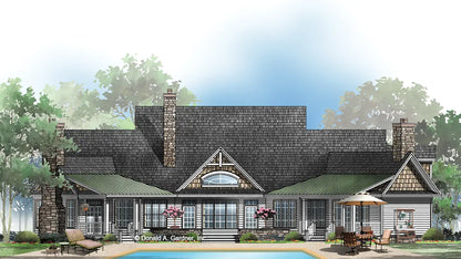 This is an illustration of the rear of luxury house plan 1033 The Jerivale