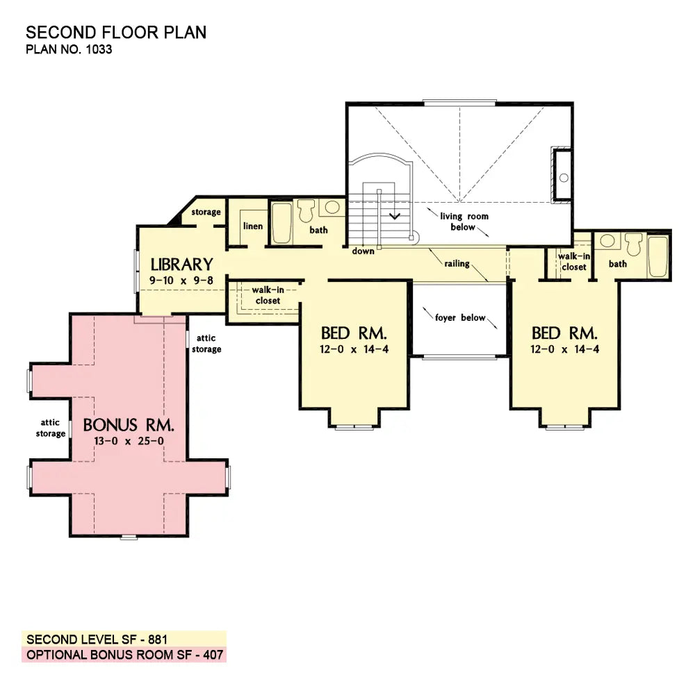 This is the second floor plan image for two story house plan 1033 The Jerivale