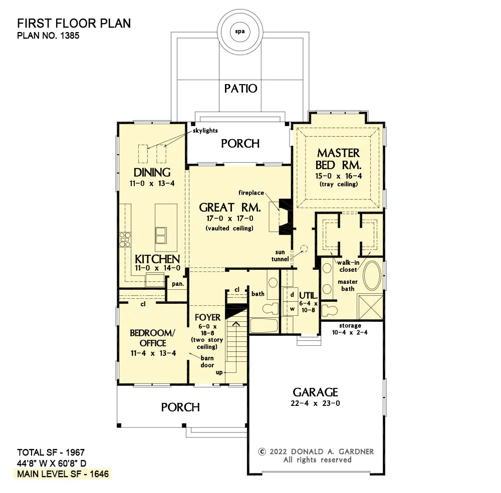 This is the first floor plan image for cottage house plan 1385 The Jocelyn