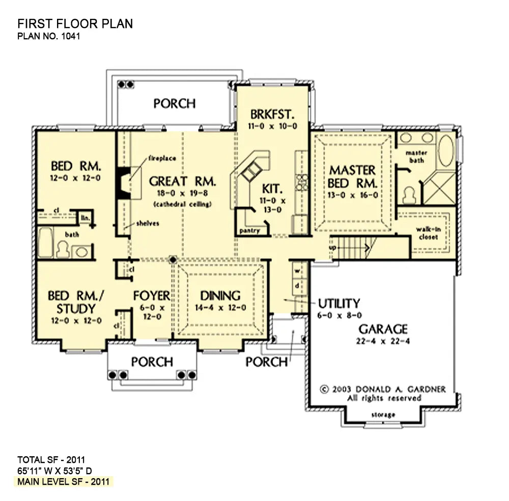 This is the first floor plan image for traditional house plan 1041 The Jockeyville