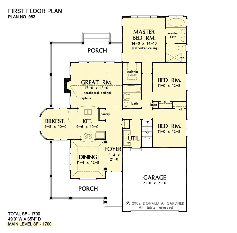 This is the first floor plan image for simple house plan 983 The Jonesboro