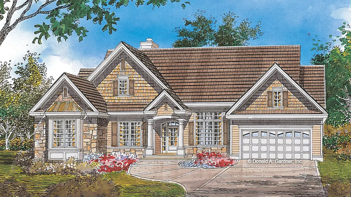 This is an illustration of the front of craftsman house plan 937 The Joseff 