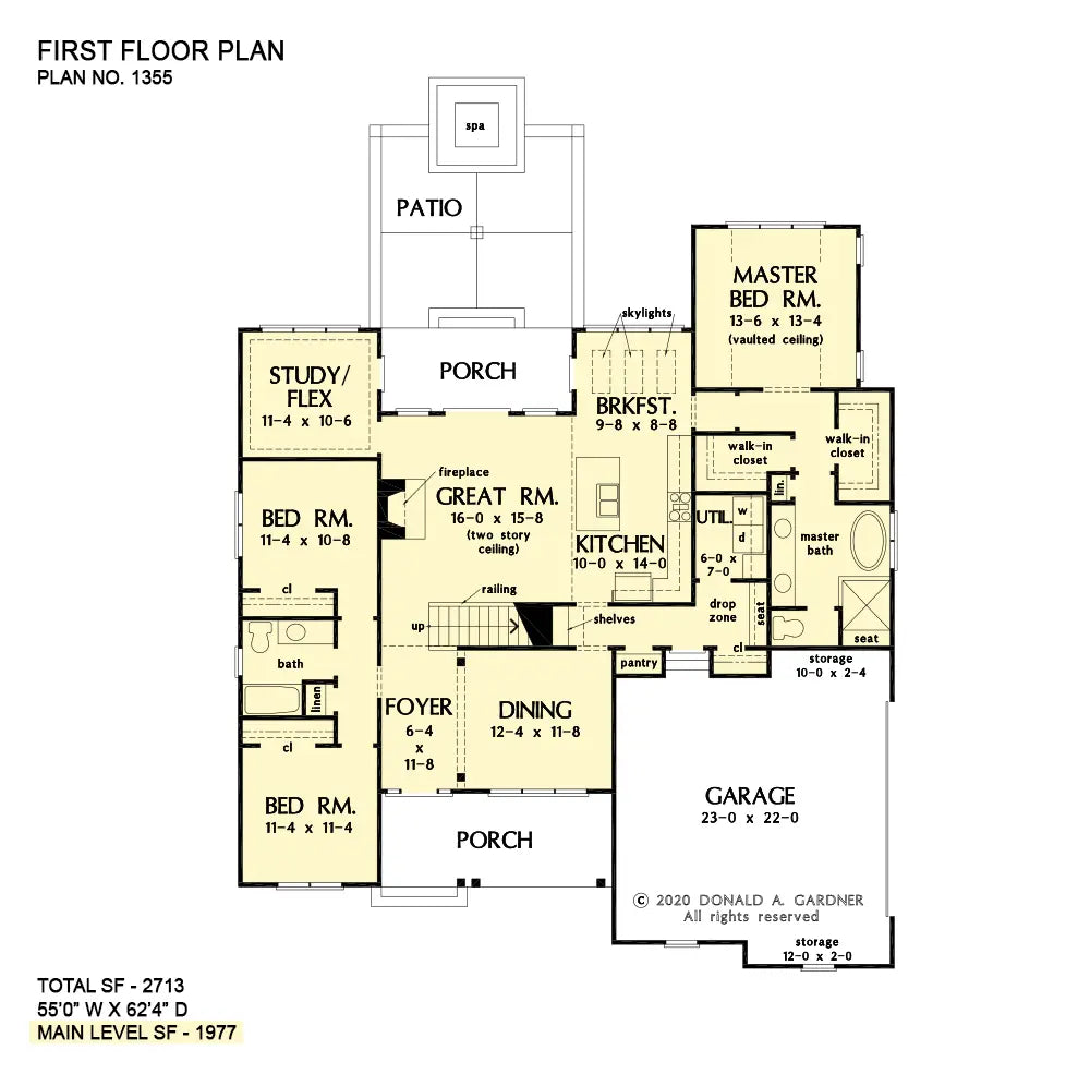 This is the first floor plan image for modern farmhouse plan 1355 The Josephine