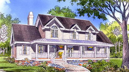 This is an illustration of the front of four bedroom house plan 704 The Juniper 