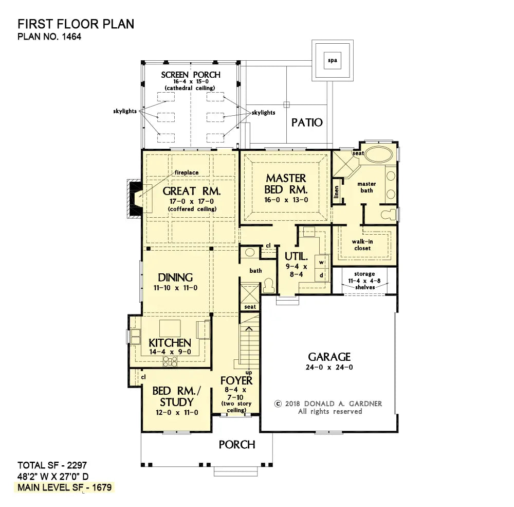 This is the first floor plan image for Modern Farmhouse house plan 1464 The Justine