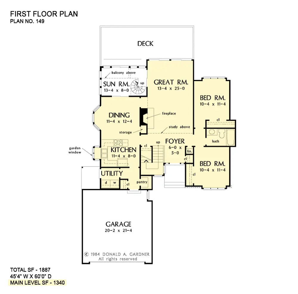 This is the first floor plan image for contemporary house plan 149 The Kavanagh