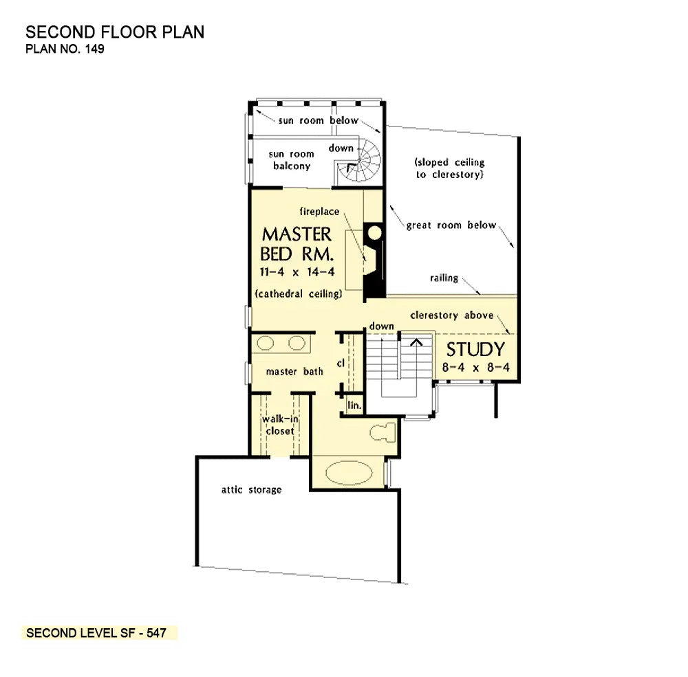 This is the second floor plan image for three bedroom house plan 149 The Kavanagh