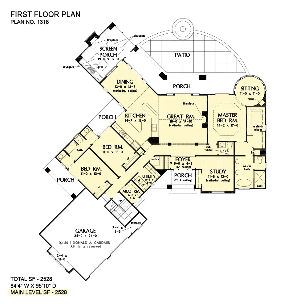 This is the first floor plan image for craftsman house plan 1318 The Keaton