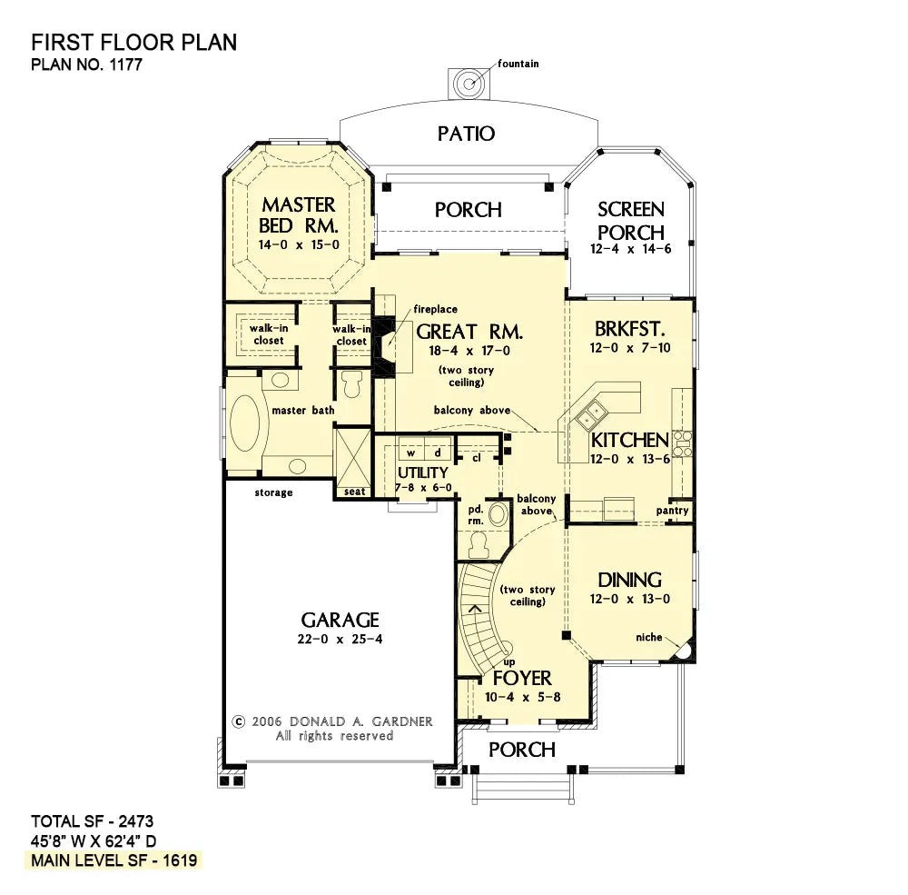 This is the first floor plan image for two story house plan 1177 The Kellson