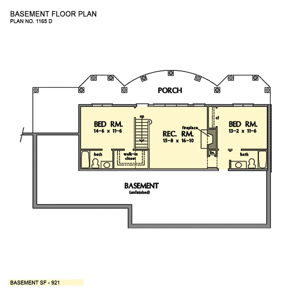 This is the basement floor plan image for colonial house plan 1165 The Kennedy