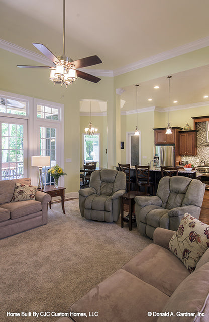 This is a picture of the great room of luxury house plan 1166 The Kenningstone