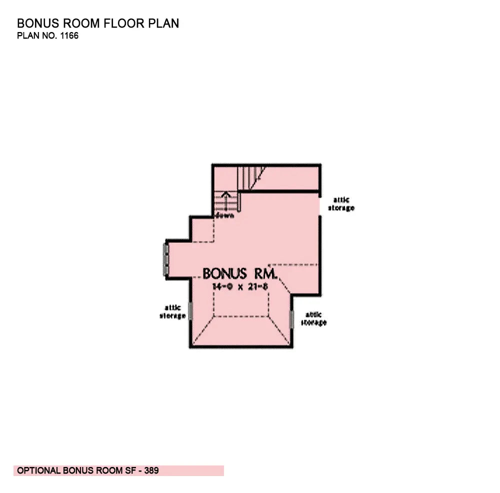 This is the bonus room floor plan image for European house plan 1166 The Kenningstone