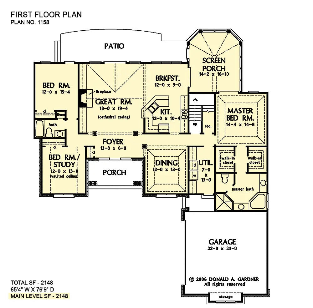 bedroom, study foyer and dining are ring the great room and kitchen area with the master suite to the right