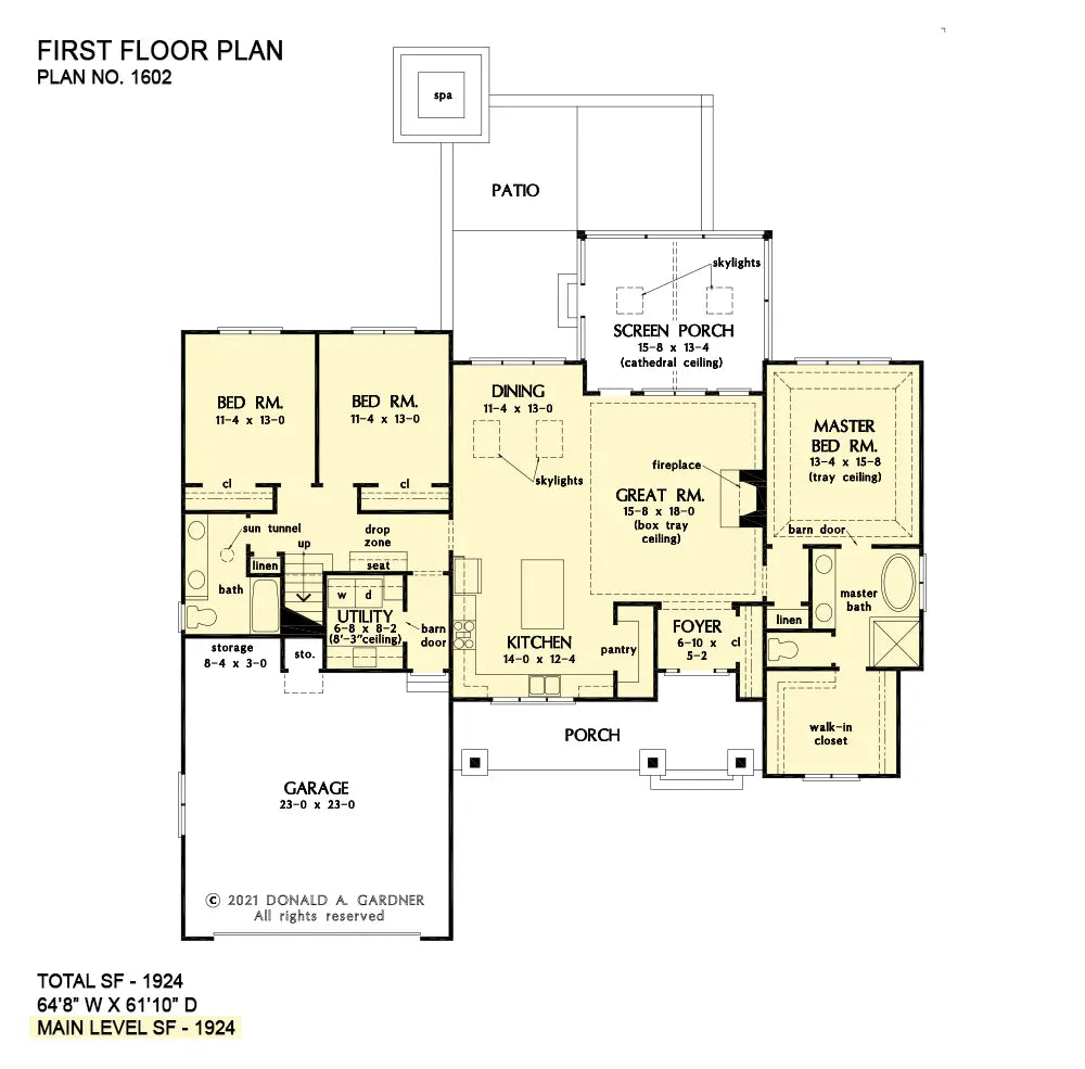 This is the first floor plan image for Modern Farmhouse house plan 1602 The Kevin