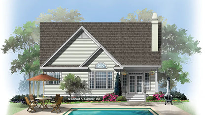 This is an illustration of the rear of bungalow house plan 833 The Kilpatrick