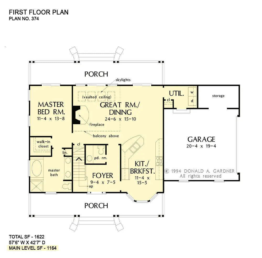 This is the first floor plan image for small house plan 374 The Kimbrel