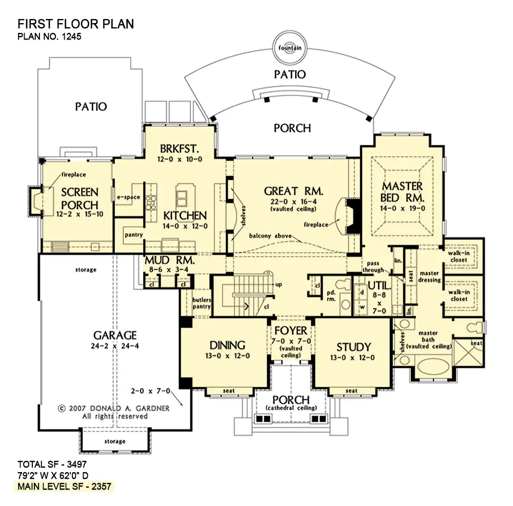 This is the first floor plan image for european house plan 1245 The Kingsbridge