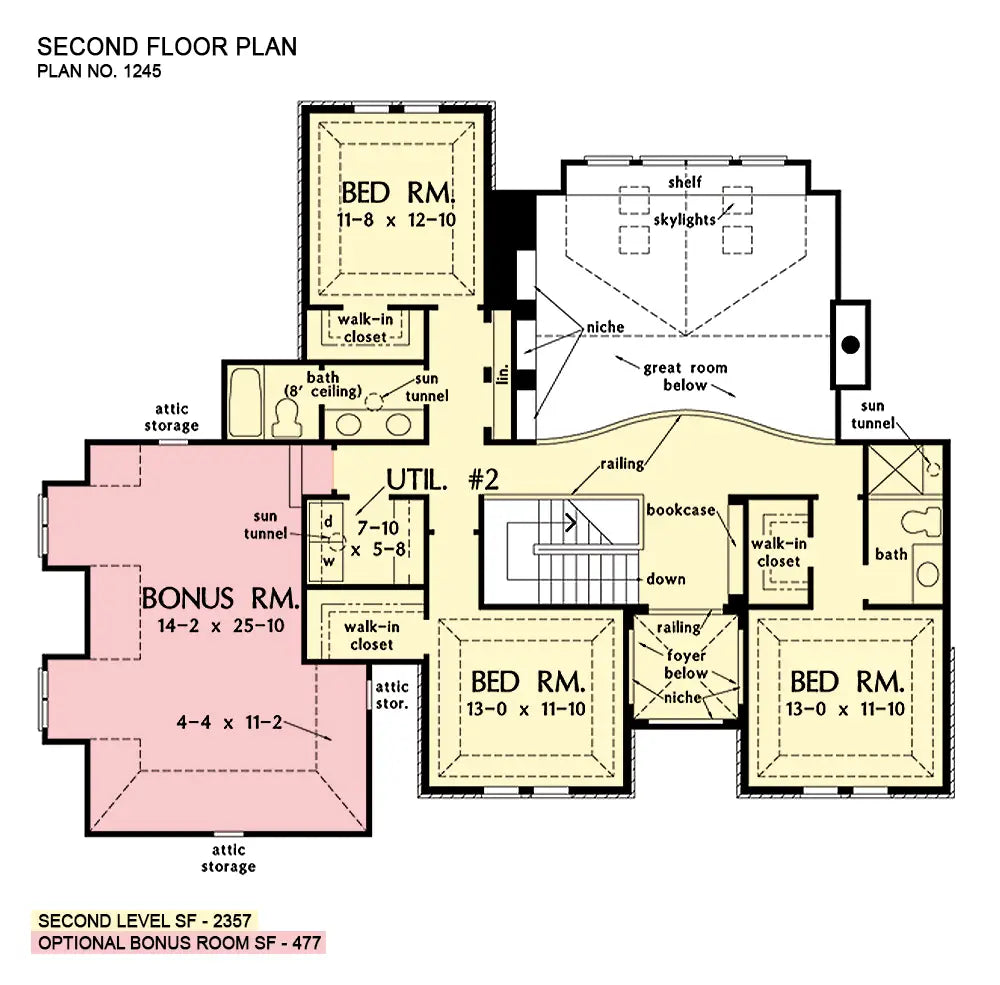 This is the second floor plan image for two story house plan 1245 The Kingsbridge