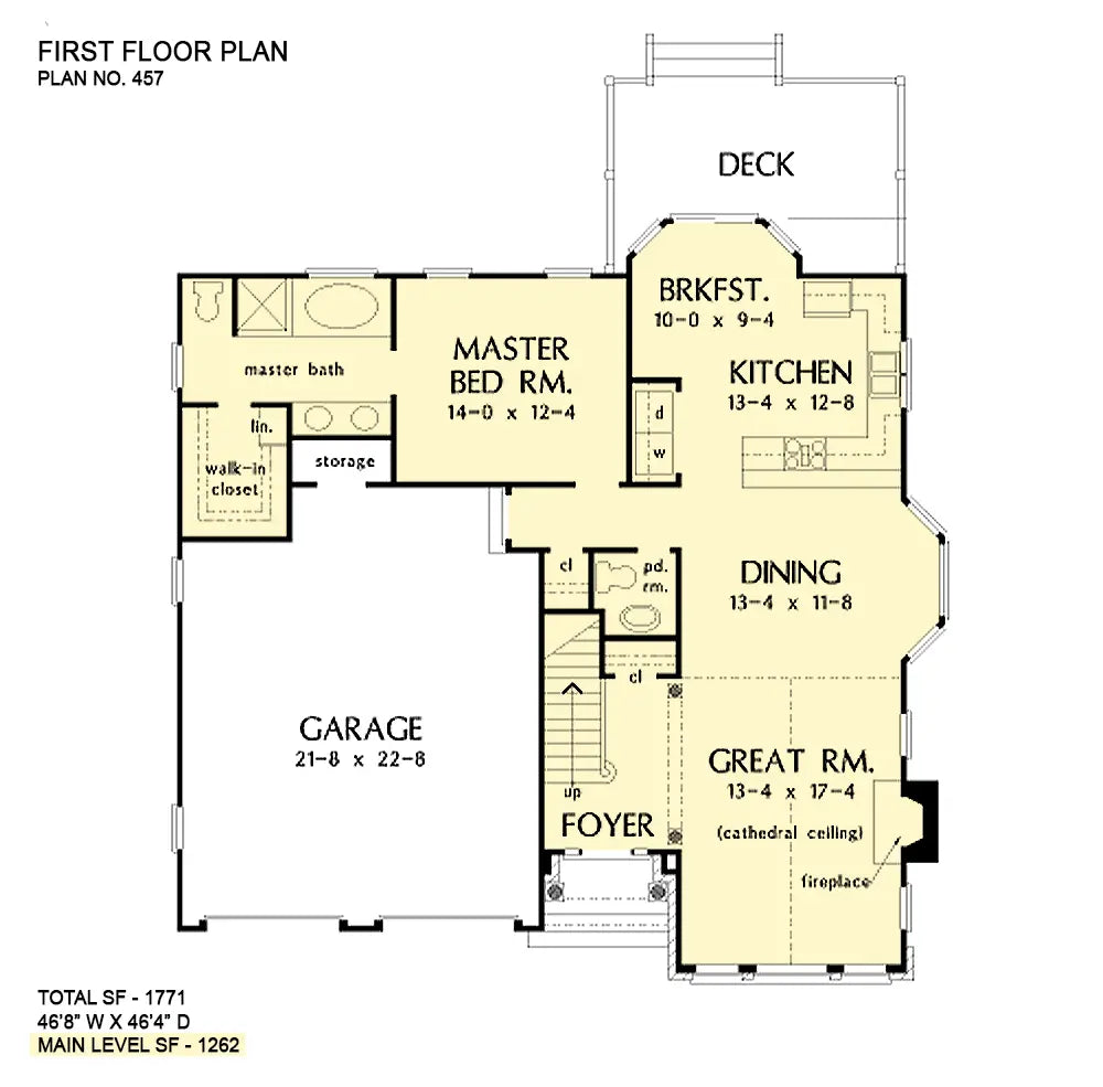 This is the first floor plan image for small house plan 457 The Kingsport