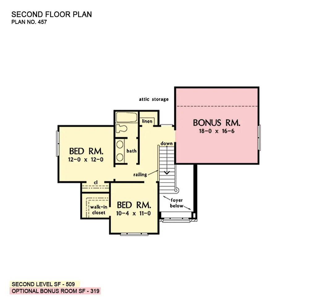 This is the second floor plan image for brick house plan 457 The Kingsport