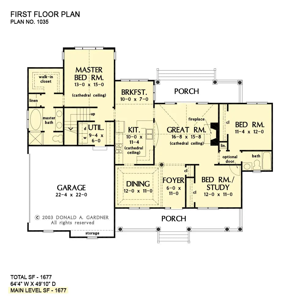 This is the first floor plan image for simple house plan 1035 The Knoxville