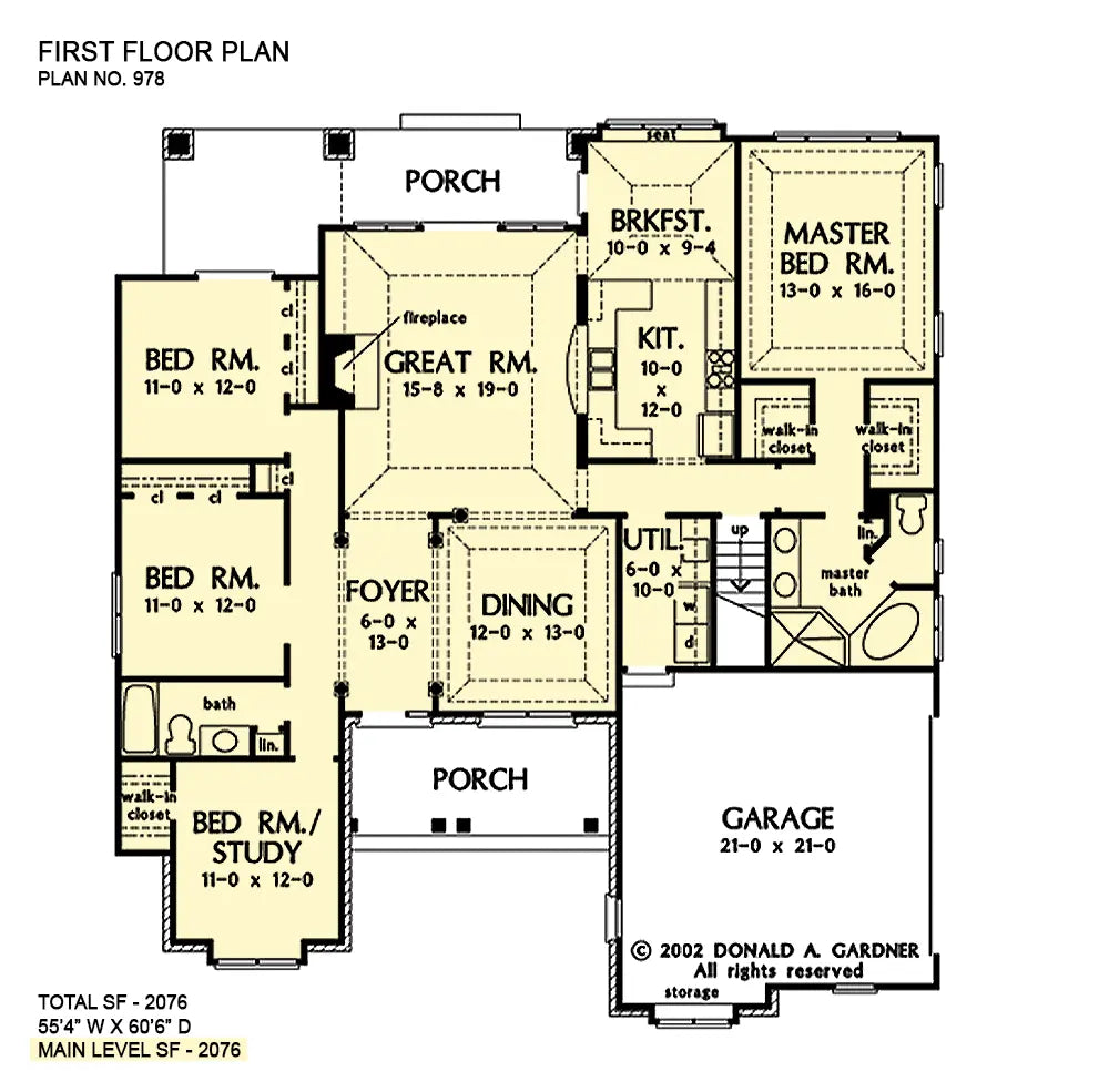 This is the first floor plan image for traditional house plan 978 The Kyler